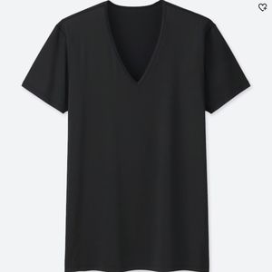 Uniqlo AIRISM V Neck Tee Shirt – Stretch Black